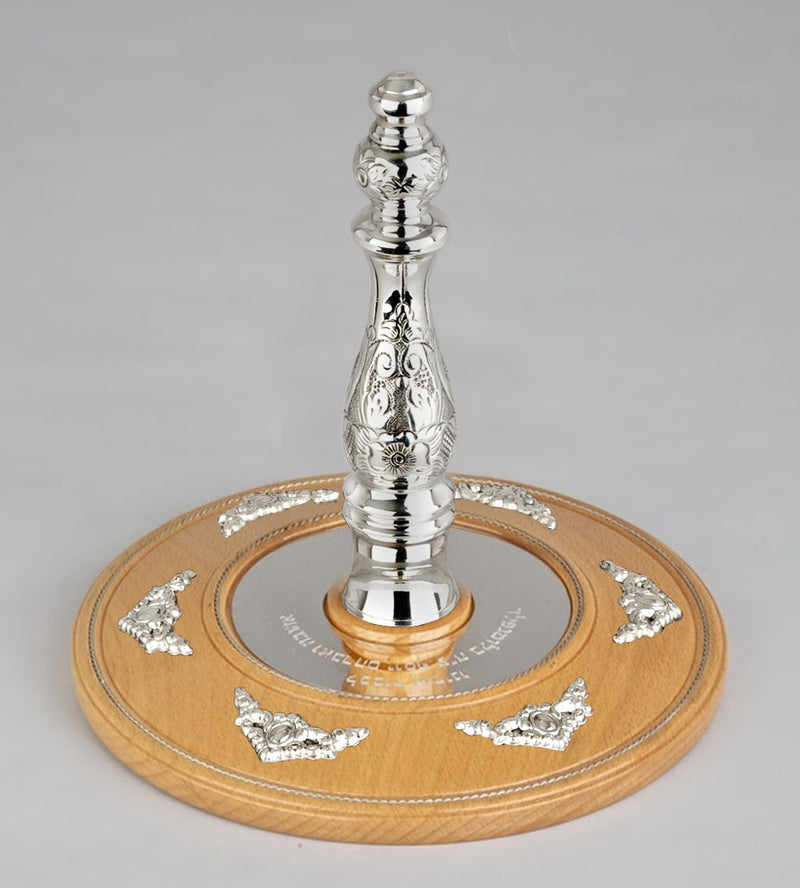 Wood & Silver Etz Chaim Torah Rollers #23-73