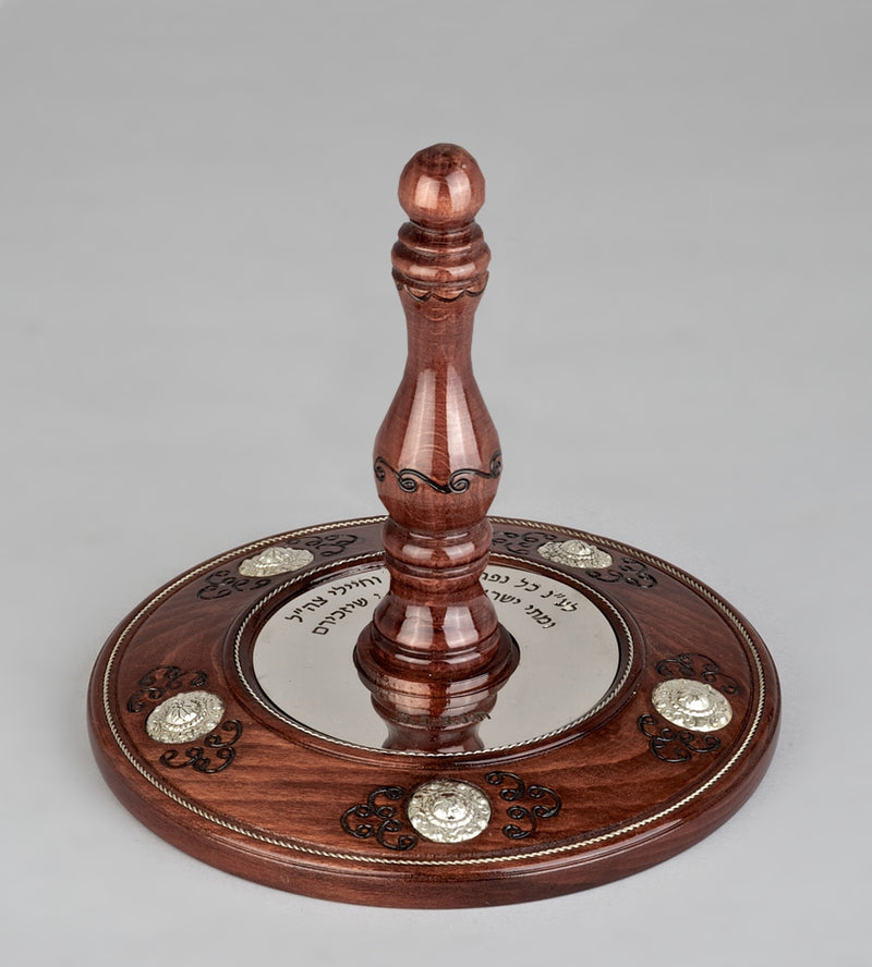 Wood & Silver Etz Chaim Torah Rollers #23-74