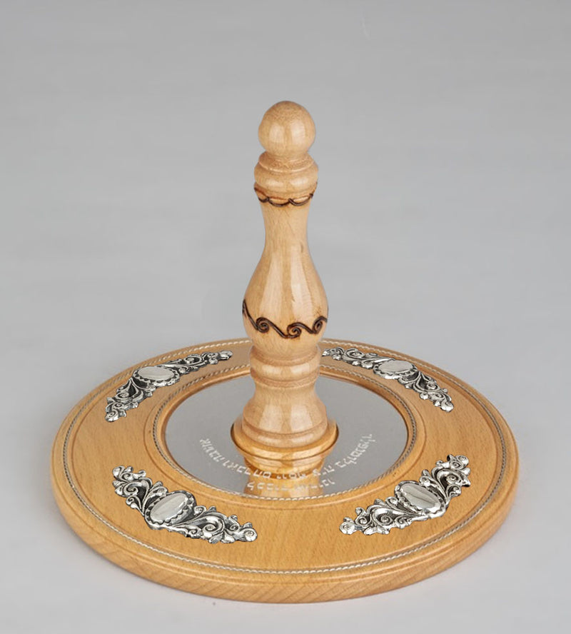 Wood & Silver Etz Chaim Torah Rollers #641-75