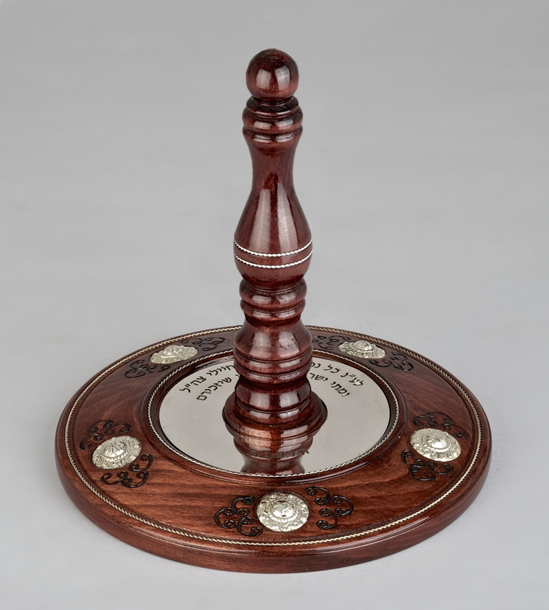 Wood & Silver Etz Chaim Torah Rollers #23-74