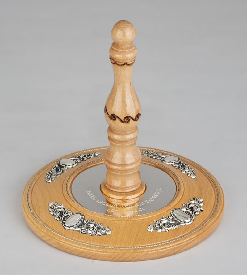 Wood & Silver Etz Chaim Torah Rollers #641-75