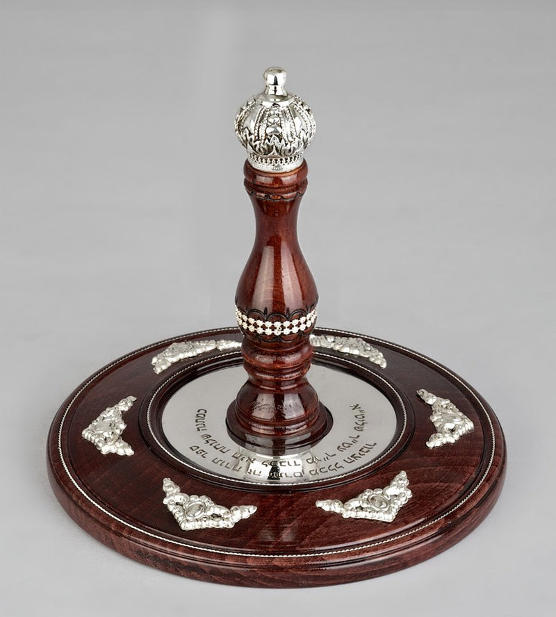 Wood & Silver Etz Chaim Torah Rollers #23-73