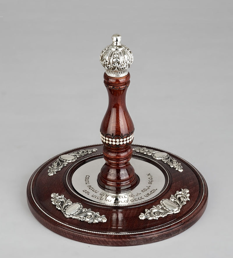 Wood & Silver Etz Chaim Torah Rollers #641-75