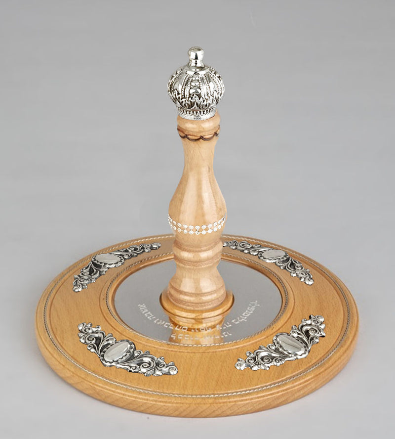 Wood & Silver Etz Chaim Torah Rollers #641-75