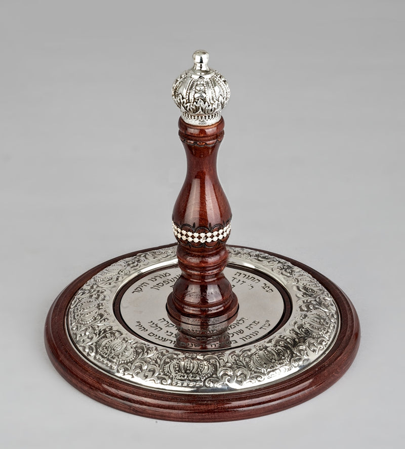 Wood & Silver Etz Chaim Torah Rollers #34-91