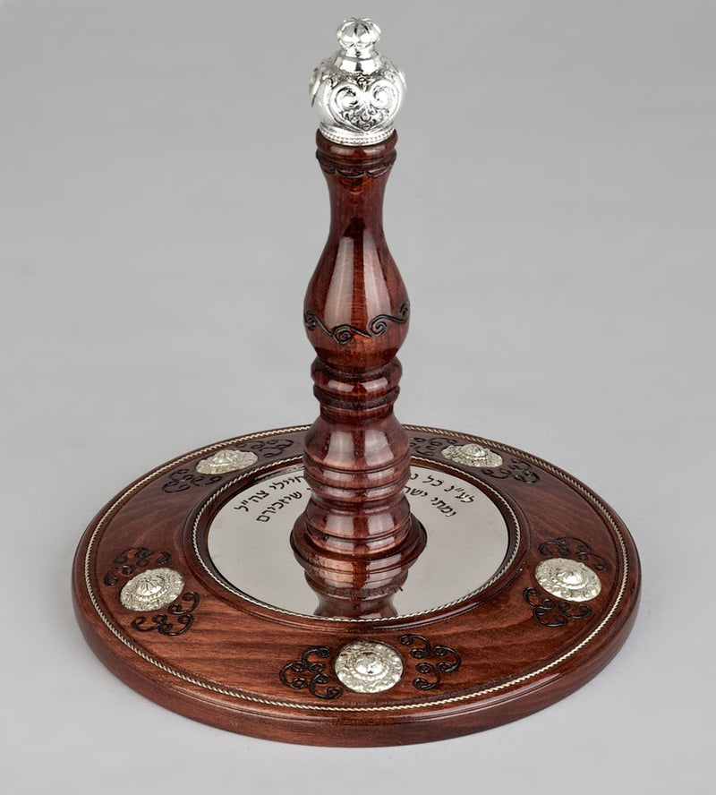 Wood & Silver Etz Chaim Torah Rollers #23-74