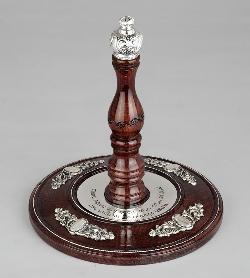 Wood & Silver Etz Chaim Torah Rollers #641-75