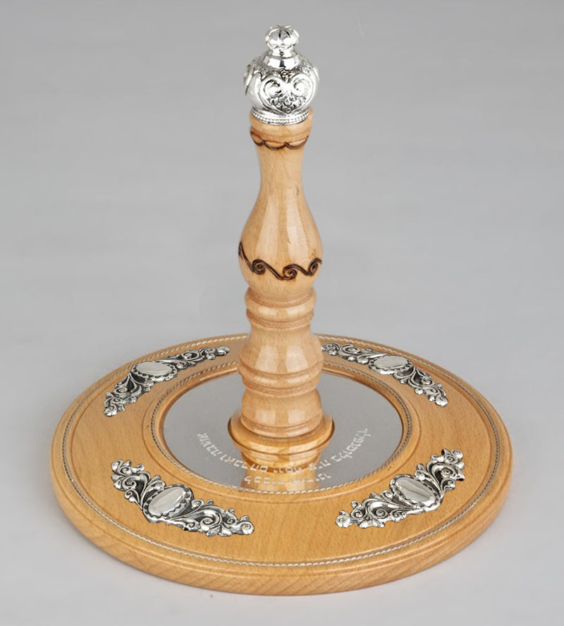 Wood & Silver Etz Chaim Torah Rollers #641-75