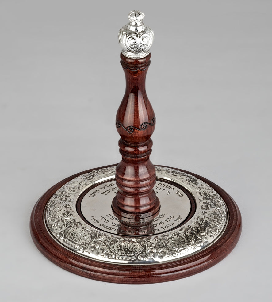 Wood & Silver Etz Chaim Torah Rollers #34-91