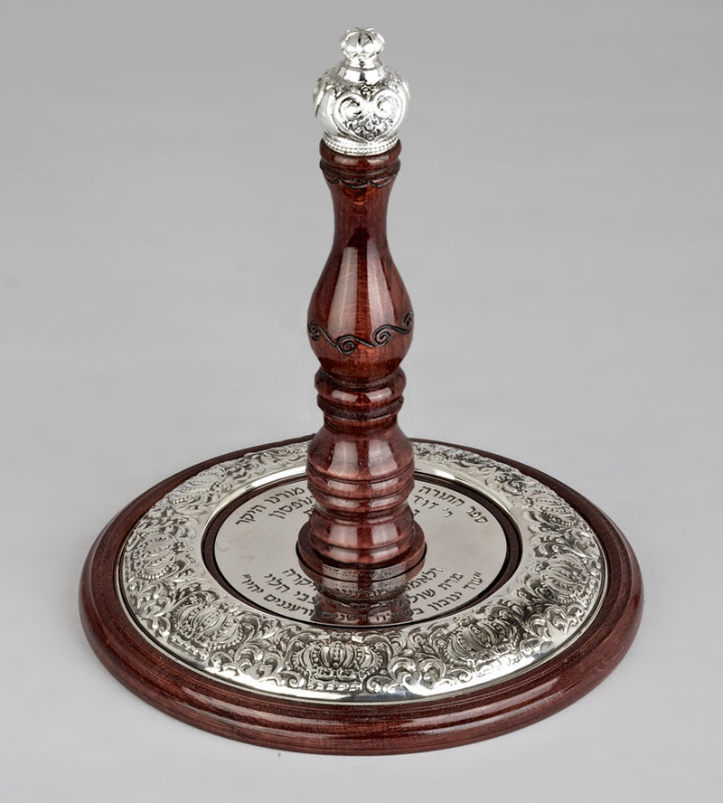 Wood & Silver Etz Chaim Torah Rollers #34-91