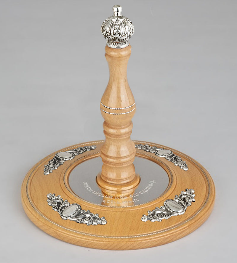 Wood & Silver Etz Chaim Torah Rollers #641-75