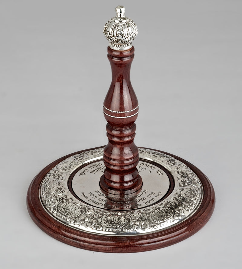 Wood & Silver Etz Chaim Torah Rollers #34-91