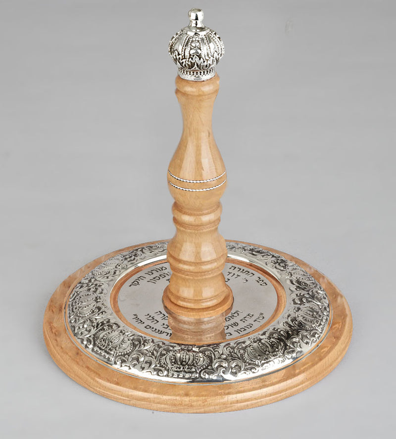 Wood & Silver Etz Chaim Torah Rollers #34-91