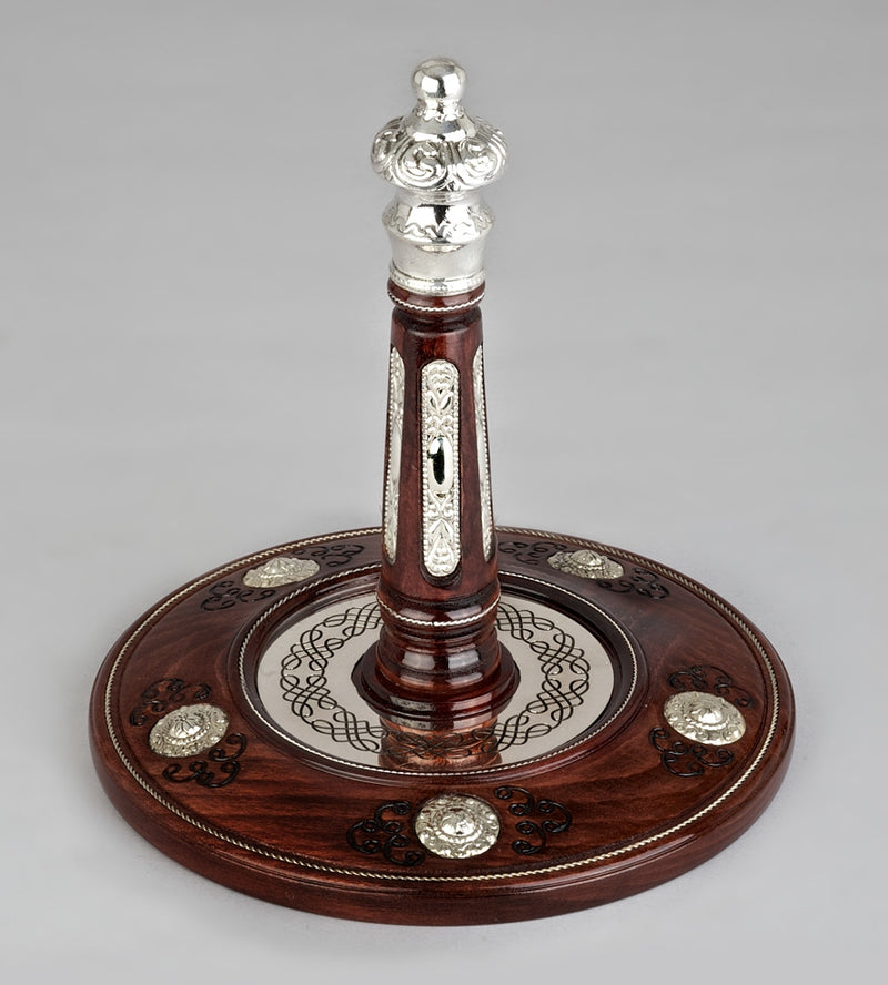 Wood & Silver Etz Chaim Torah Rollers #23-74