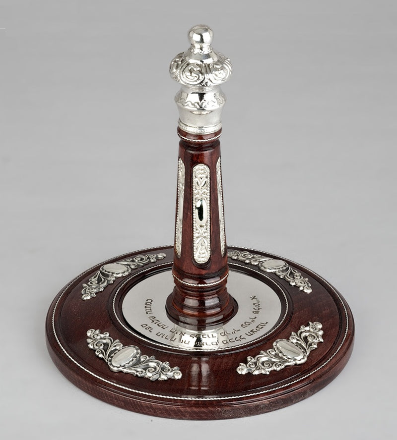 Wood & Silver Etz Chaim Torah Rollers #641-75