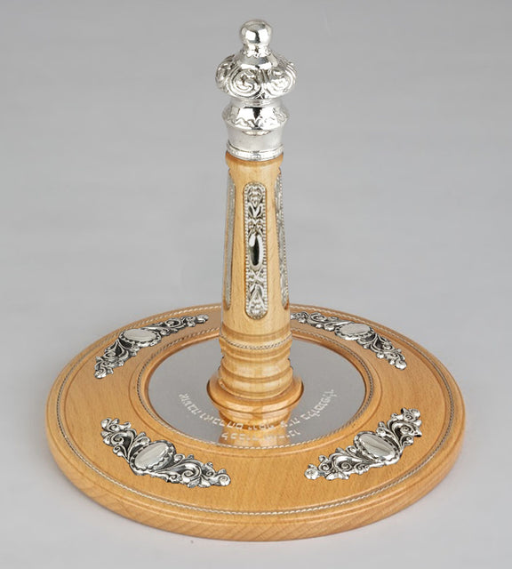 Wood & Silver Etz Chaim Torah Rollers #641-75