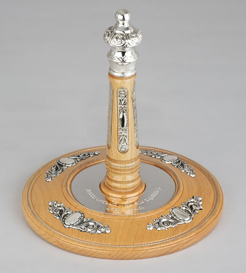 Wood & Silver Etz Chaim Torah Rollers #641-75