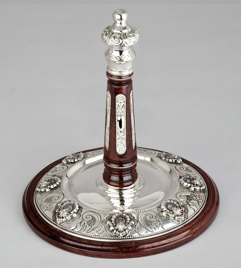 Wood & Silver Etz Chaim Torah Rollers #741-792 - Shell Design