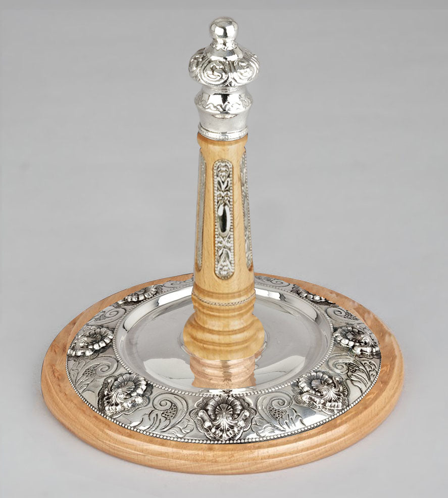 Wood & Silver Etz Chaim Torah Rollers #741-792 - Shell Design