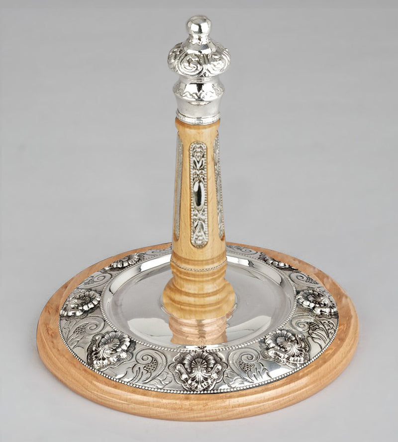 Wood & Silver Etz Chaim Torah Rollers #741-792 - Shell Design