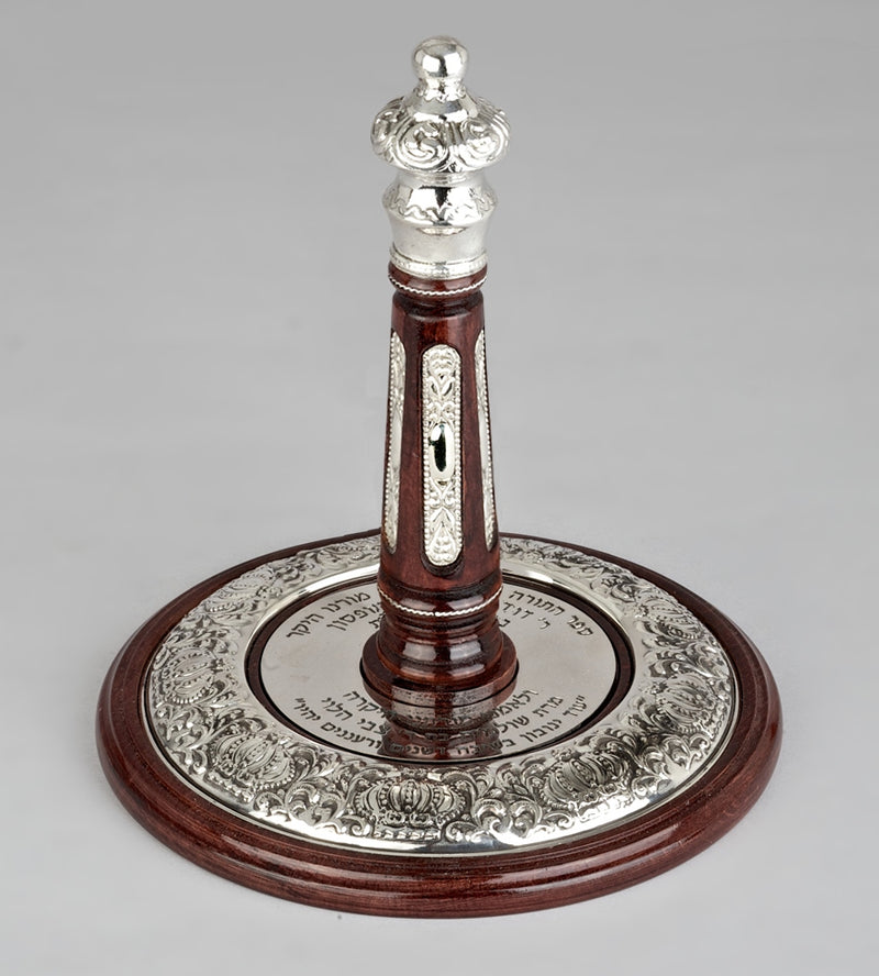 Wood & Silver Etz Chaim Torah Rollers #34-91