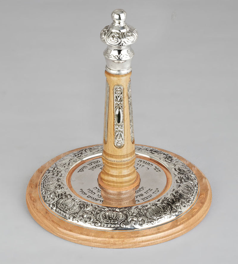 Wood & Silver Etz Chaim Torah Rollers #34-91