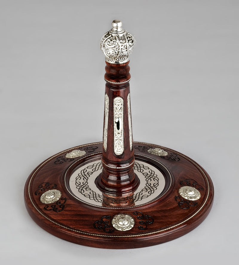 Wood & Silver Etz Chaim Torah Rollers #23-74