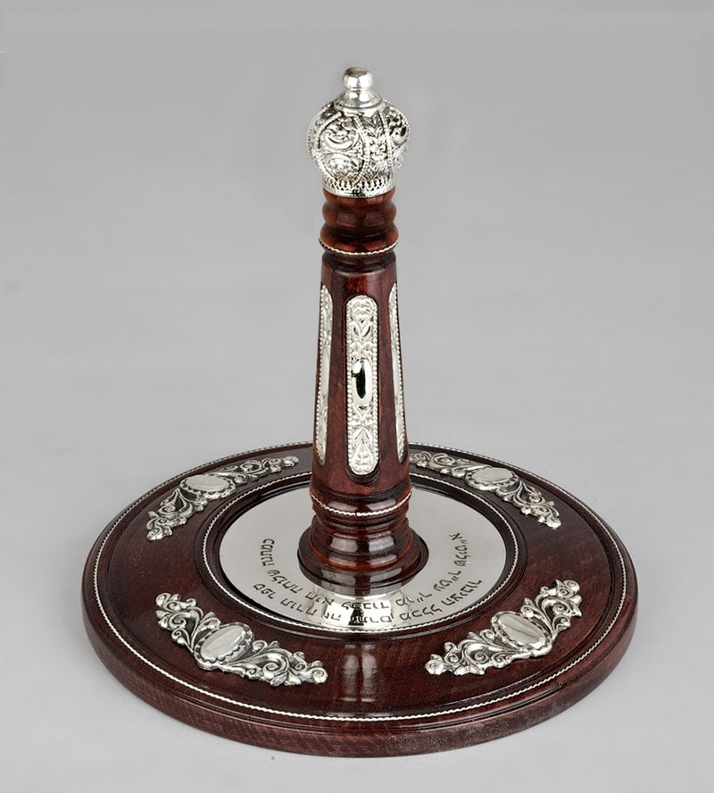 Wood & Silver Etz Chaim Torah Rollers #641-75