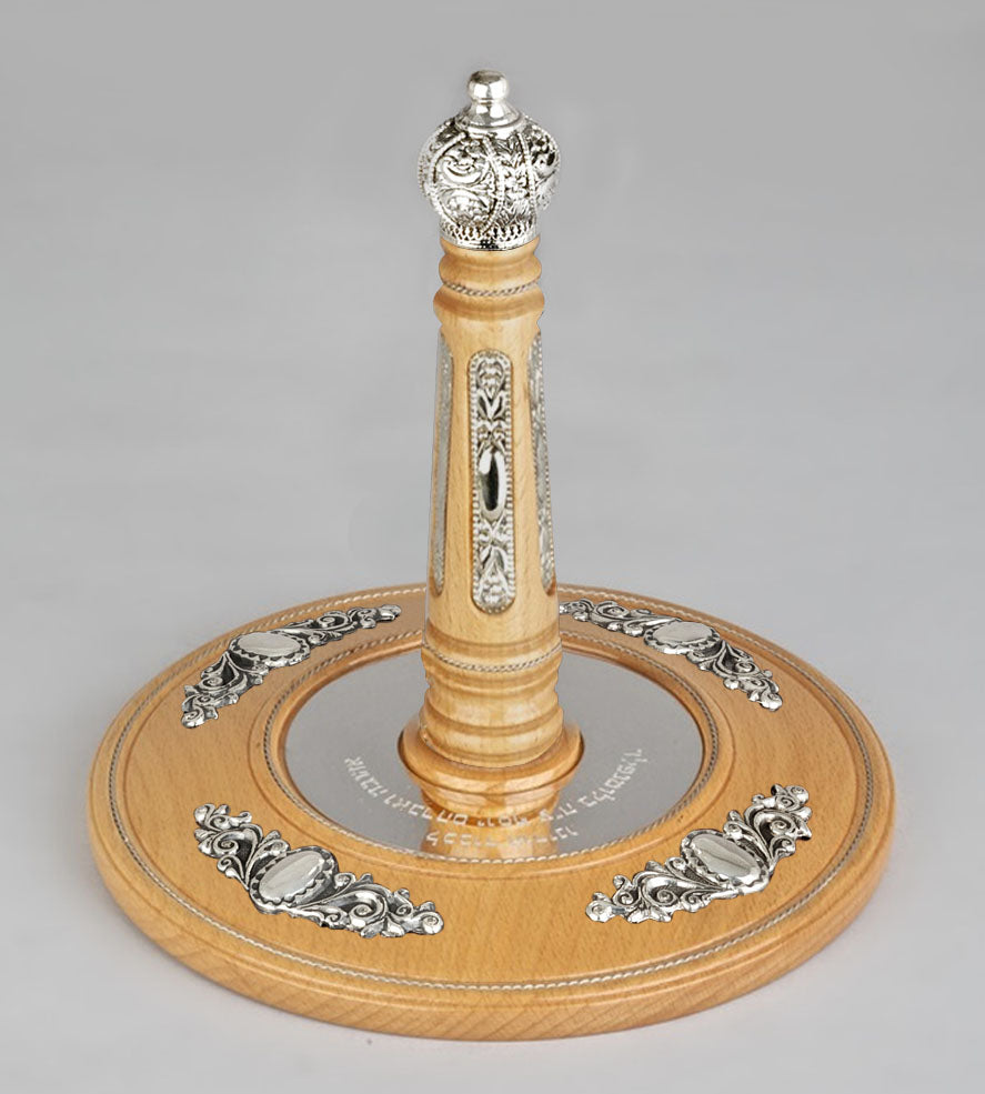 Wood & Silver Etz Chaim Torah Rollers #641-75