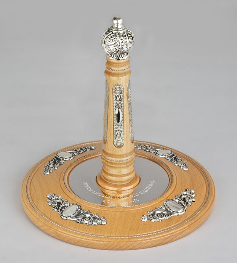 Wood & Silver Etz Chaim Torah Rollers #641-75