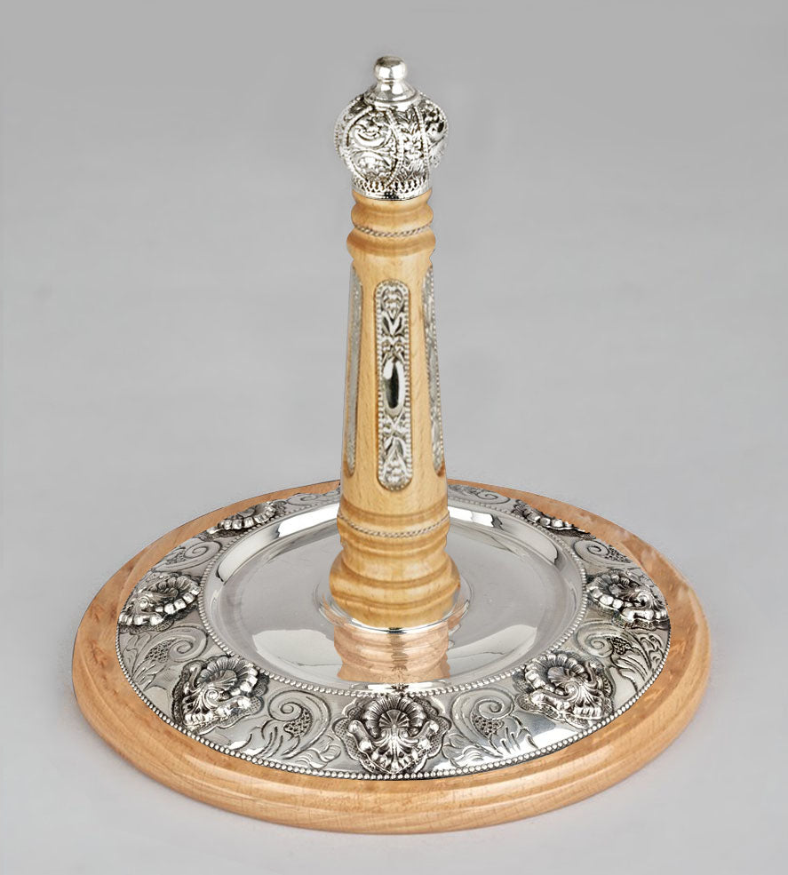 Wood & Silver Etz Chaim Torah Rollers #741-792 - Shell Design