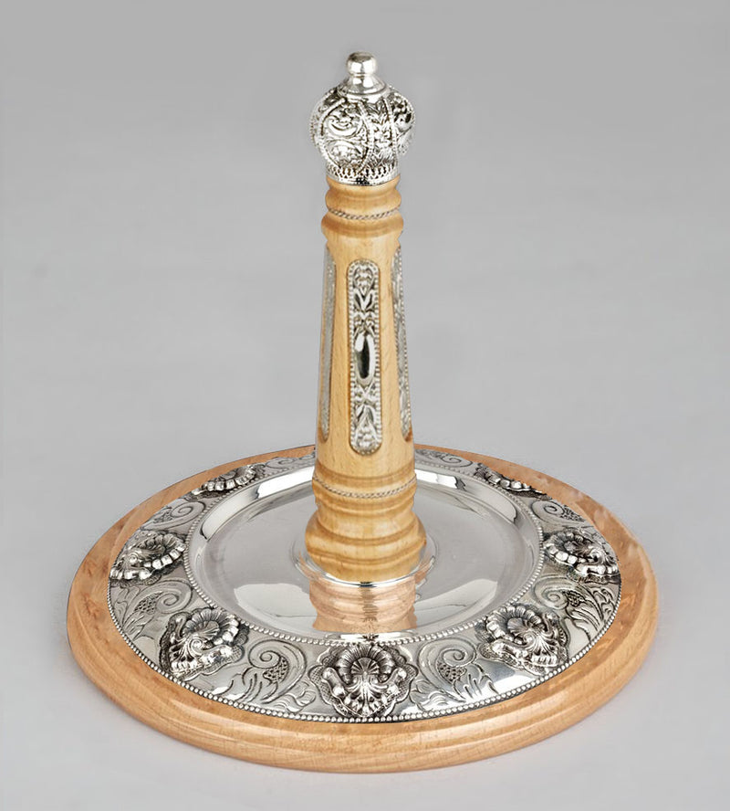 Wood & Silver Etz Chaim Torah Rollers #741-792 - Shell Design