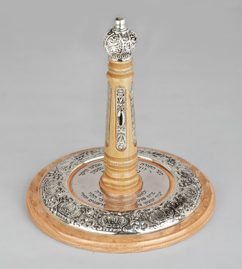 Wood & Silver Etz Chaim Torah Rollers #34-91