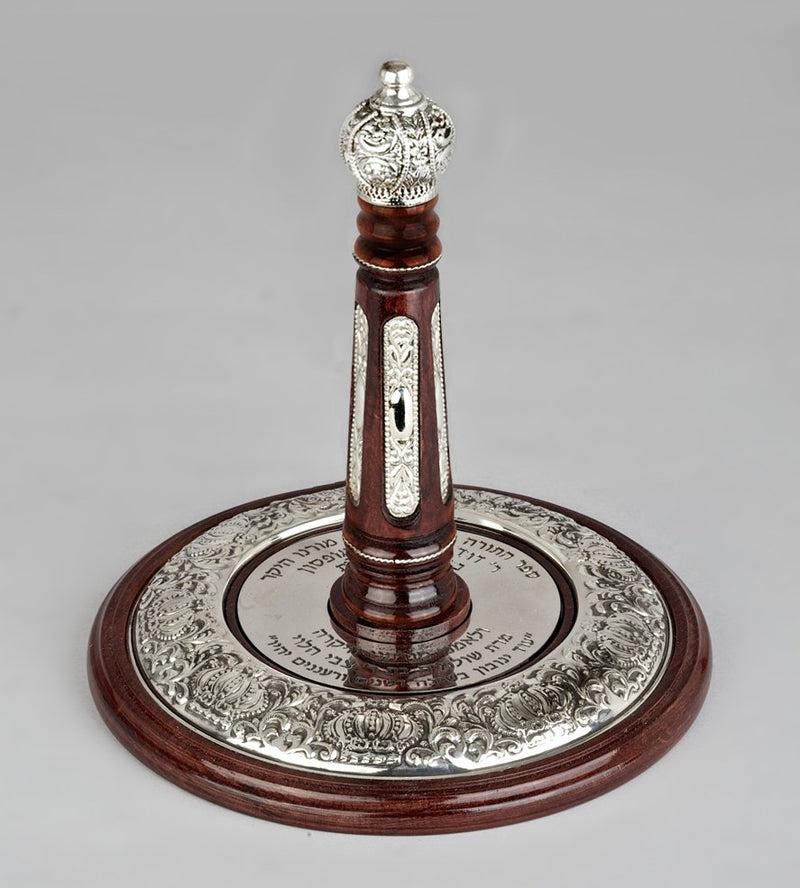 Wood & Silver Etz Chaim Torah Rollers #34-91