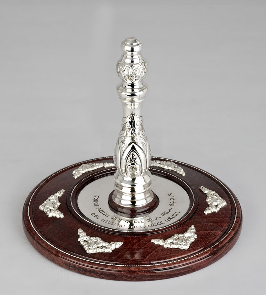 Wood & Silver Etz Chaim Torah Rollers #23-73