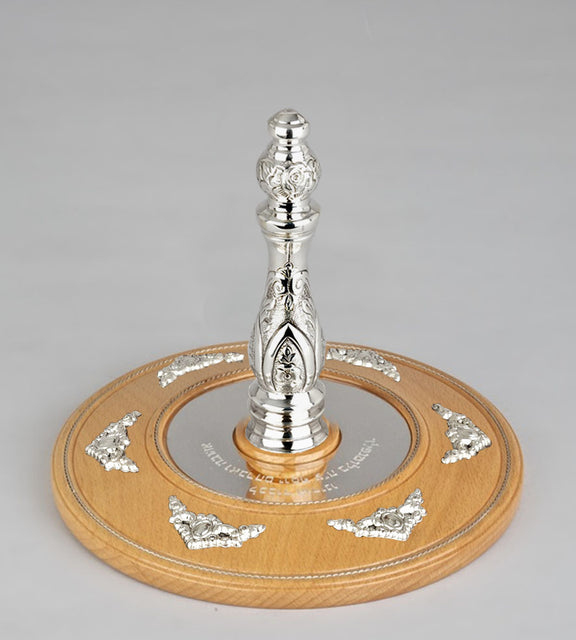 Wood & Silver Etz Chaim Torah Rollers #23-73