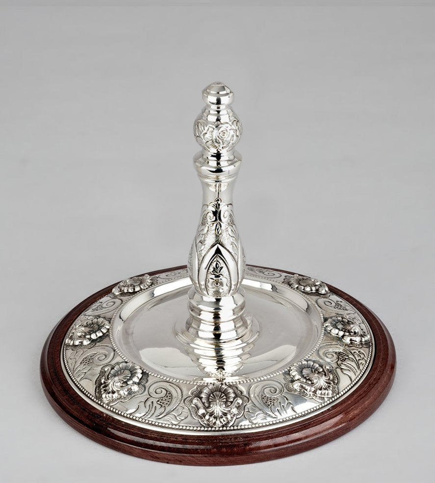 Wood & Silver Etz Chaim Torah Rollers #741-792 - Shell Design