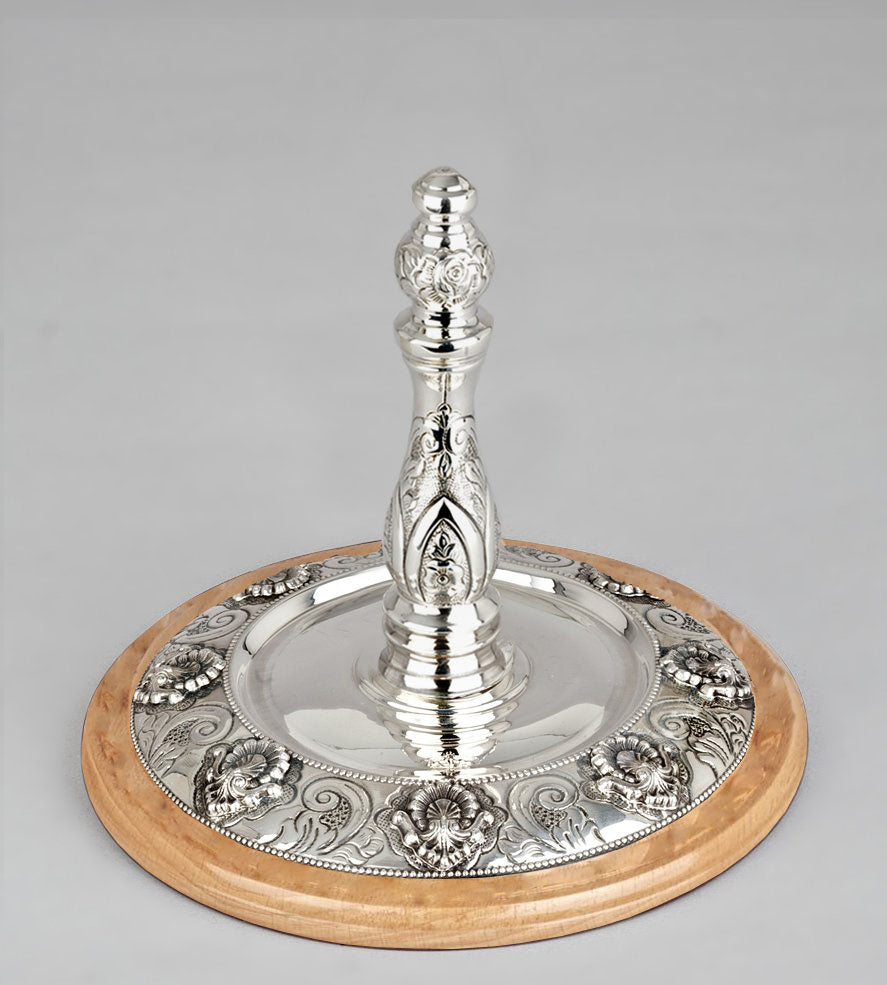 Wood & Silver Etz Chaim Torah Rollers #741-792 - Shell Design