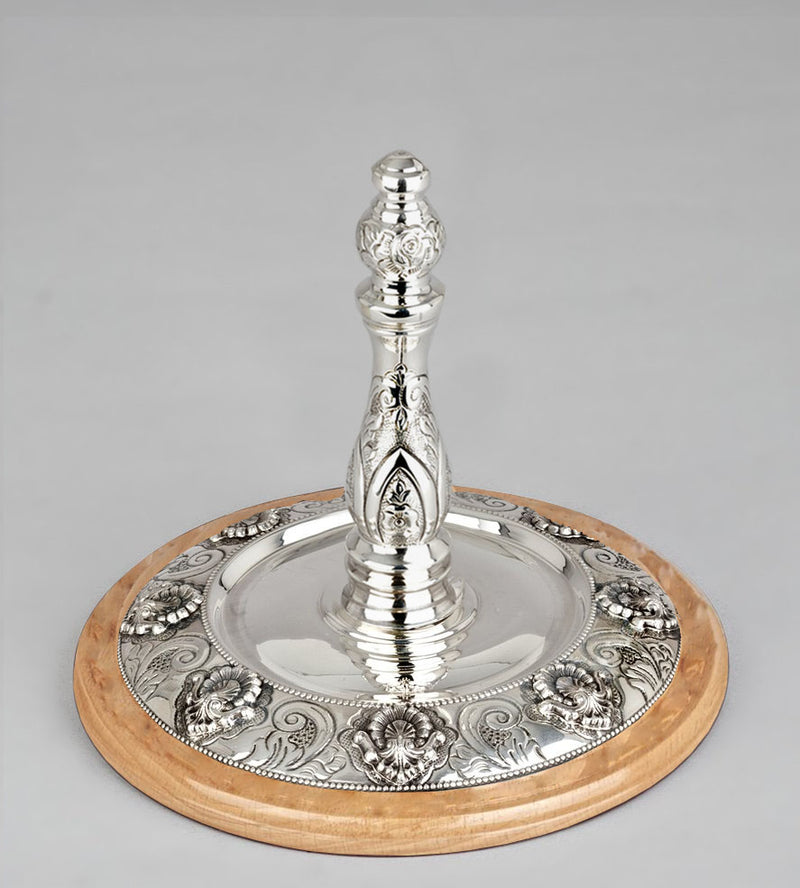 Wood & Silver Etz Chaim Torah Rollers #741-792 - Shell Design