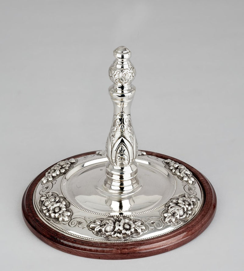 Wood & Silver Etz Chaim Torah Rollers #841-892 - Flower Design