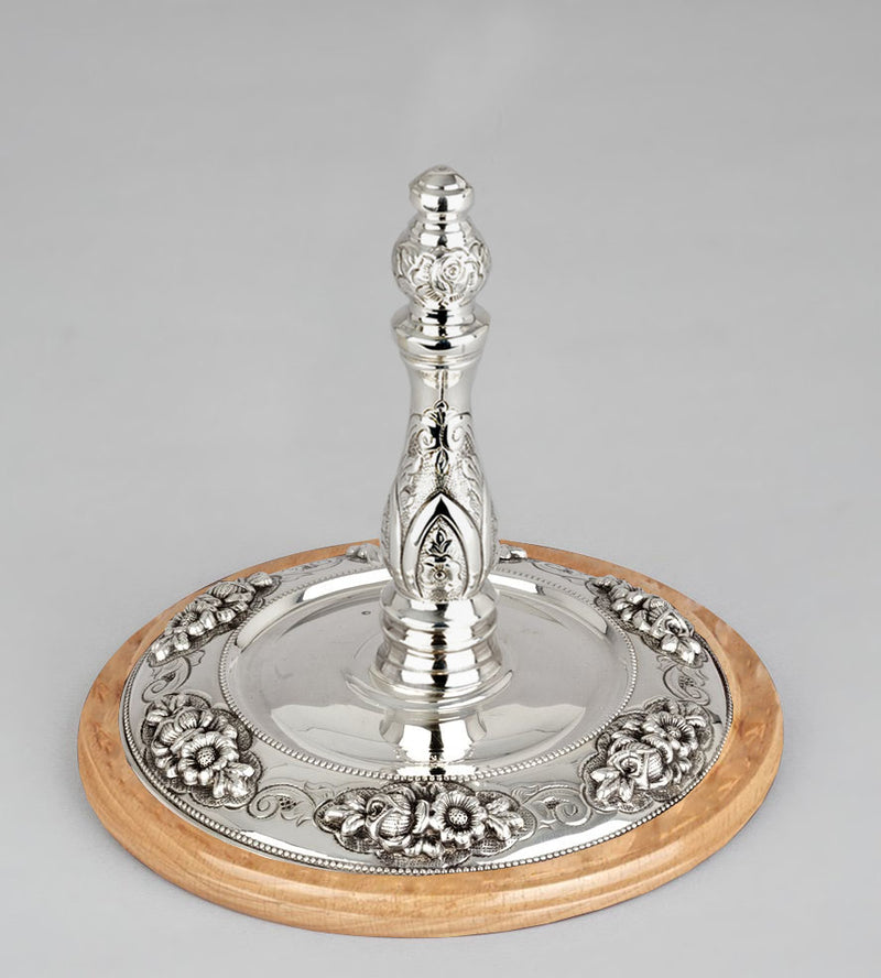 Wood & Silver Etz Chaim Torah Rollers #841-892 - Flower Design