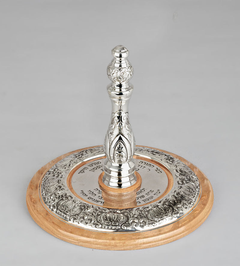 Wood & Silver Etz Chaim Torah Rollers #34-91