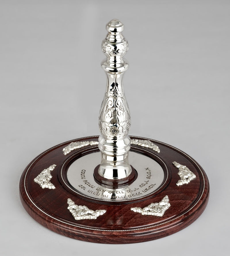 Wood & Silver Etz Chaim Torah Rollers #23-73