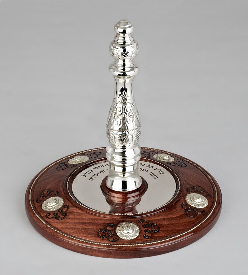 Wood & Silver Etz Chaim Torah Rollers #23-74