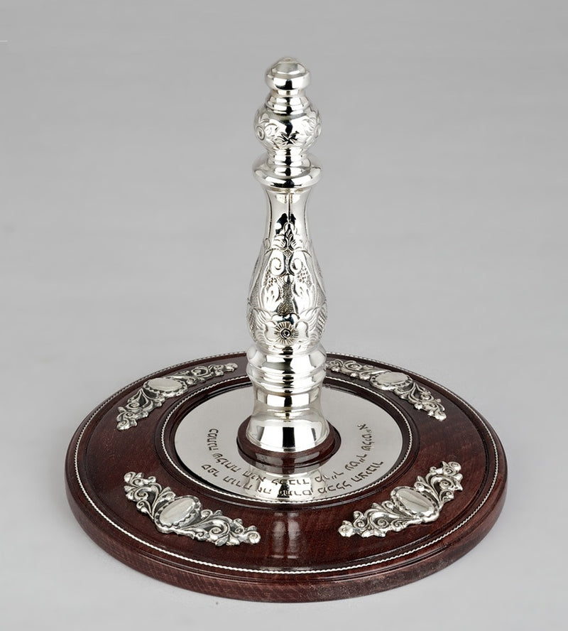 Wood & Silver Etz Chaim Torah Rollers #641-75