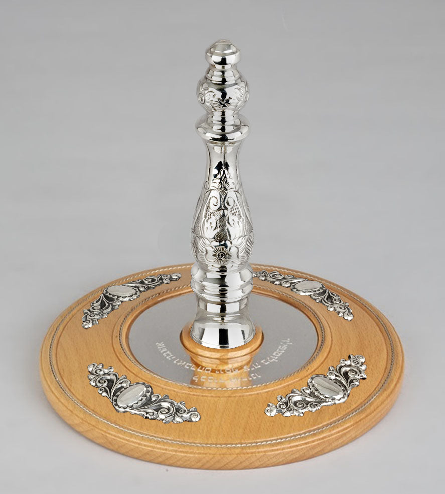 Wood & Silver Etz Chaim Torah Rollers #641-75