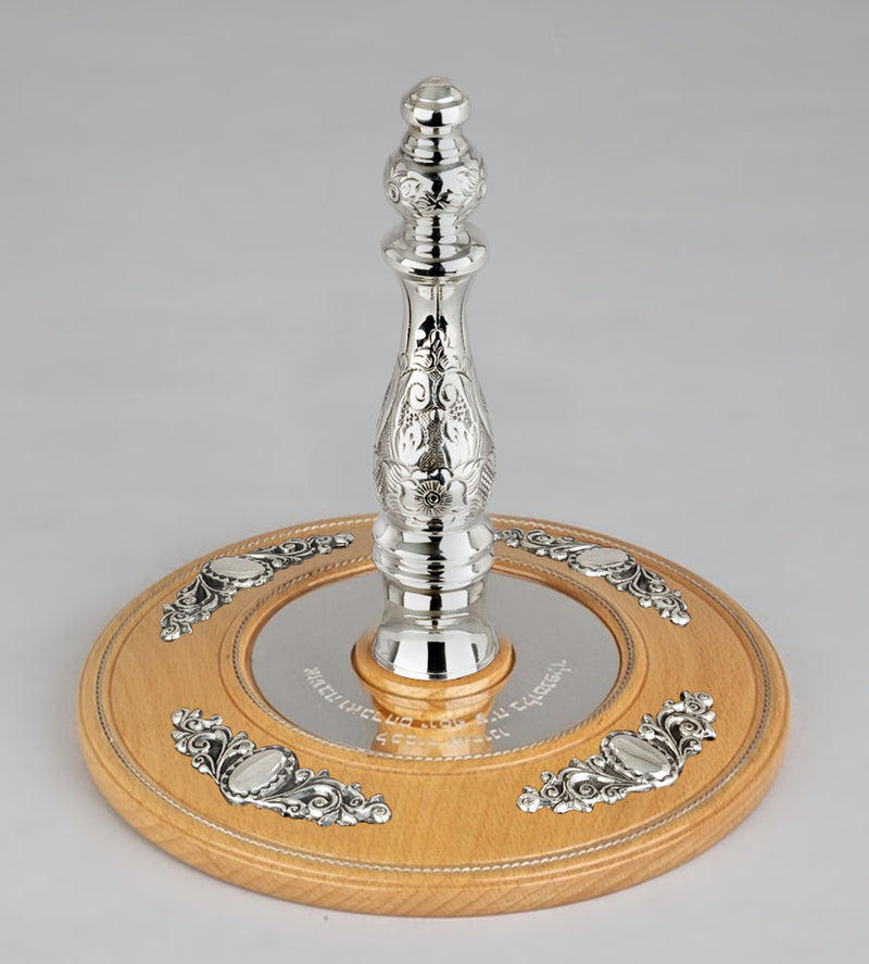Wood & Silver Etz Chaim Torah Rollers #641-75