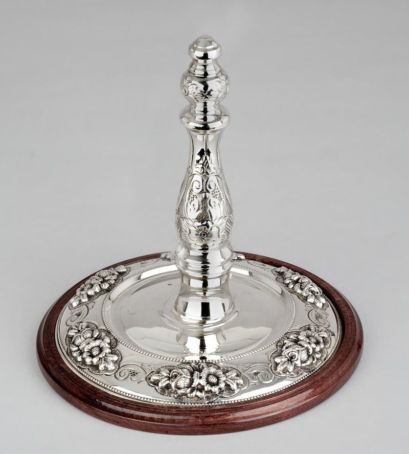 Wood & Silver Etz Chaim Torah Rollers #841-892 - Flower Design