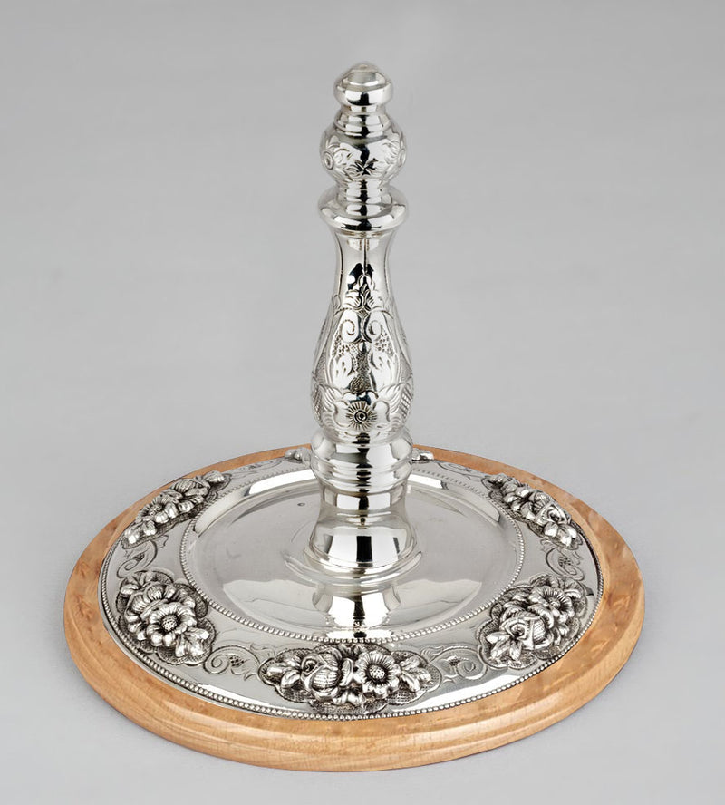 Wood & Silver Etz Chaim Torah Rollers #841-892 - Flower Design