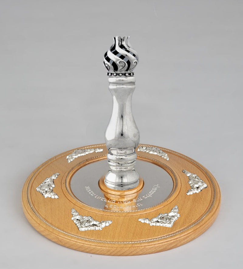 Wood & Silver Etz Chaim Torah Rollers #23-73